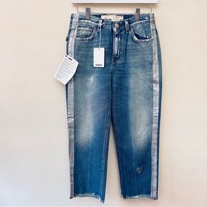 Haikure Bruxelles W straight leg frayed hem jeans with silver metallic paint